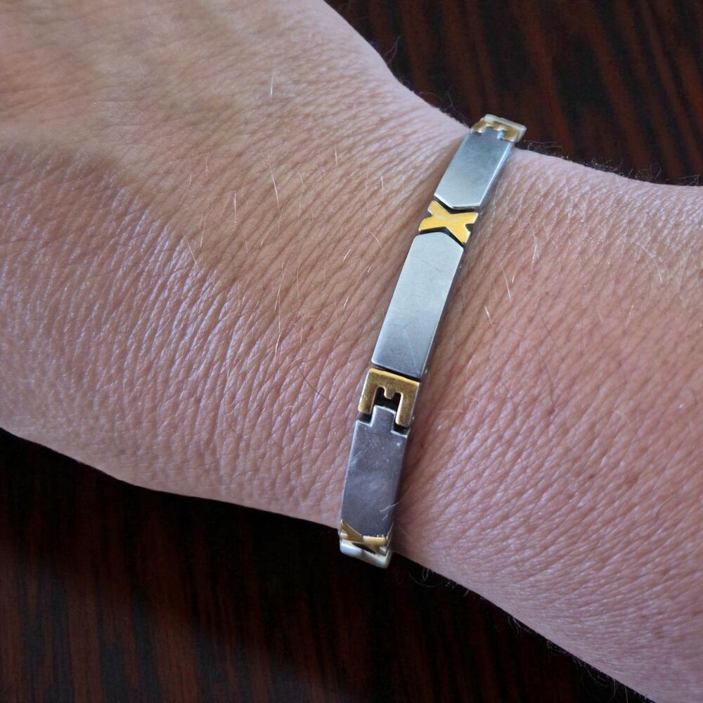 Vintage EX Bracelet Stainless Steel Logo  7"